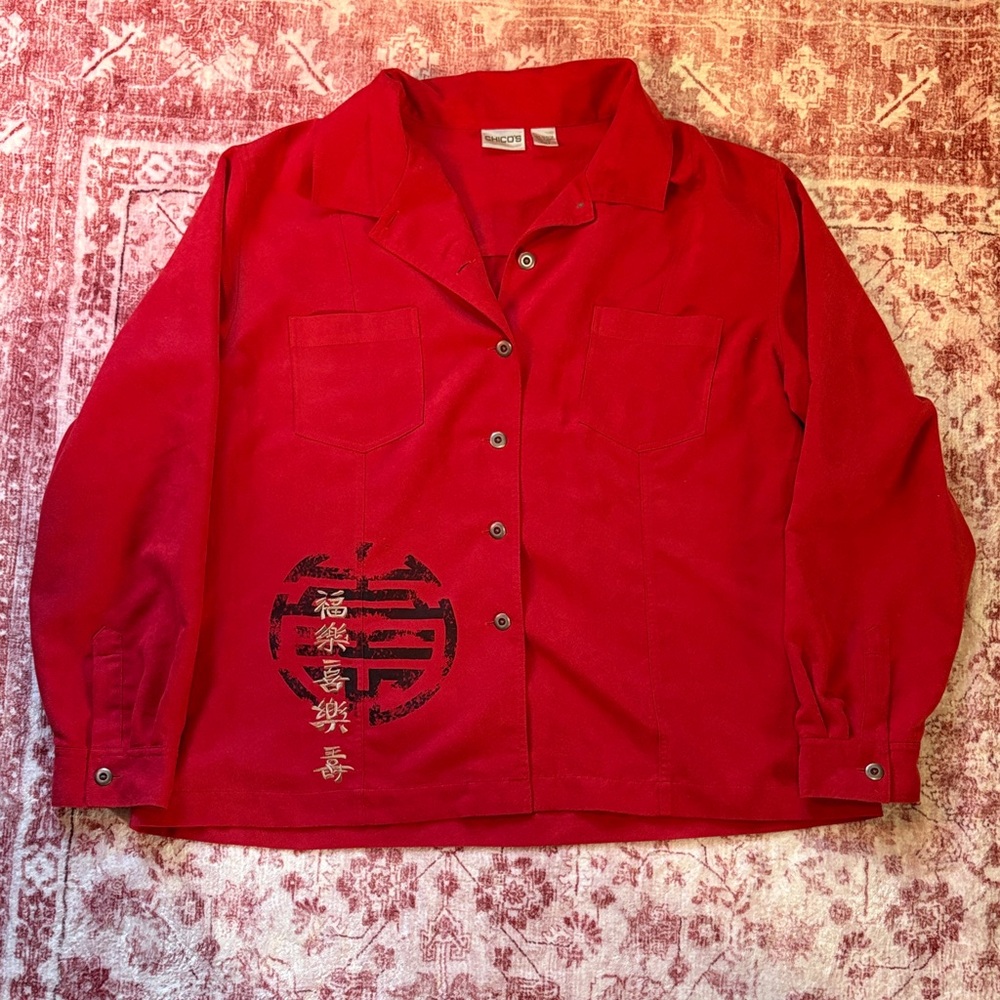Chico's Red Button-Up Jacket